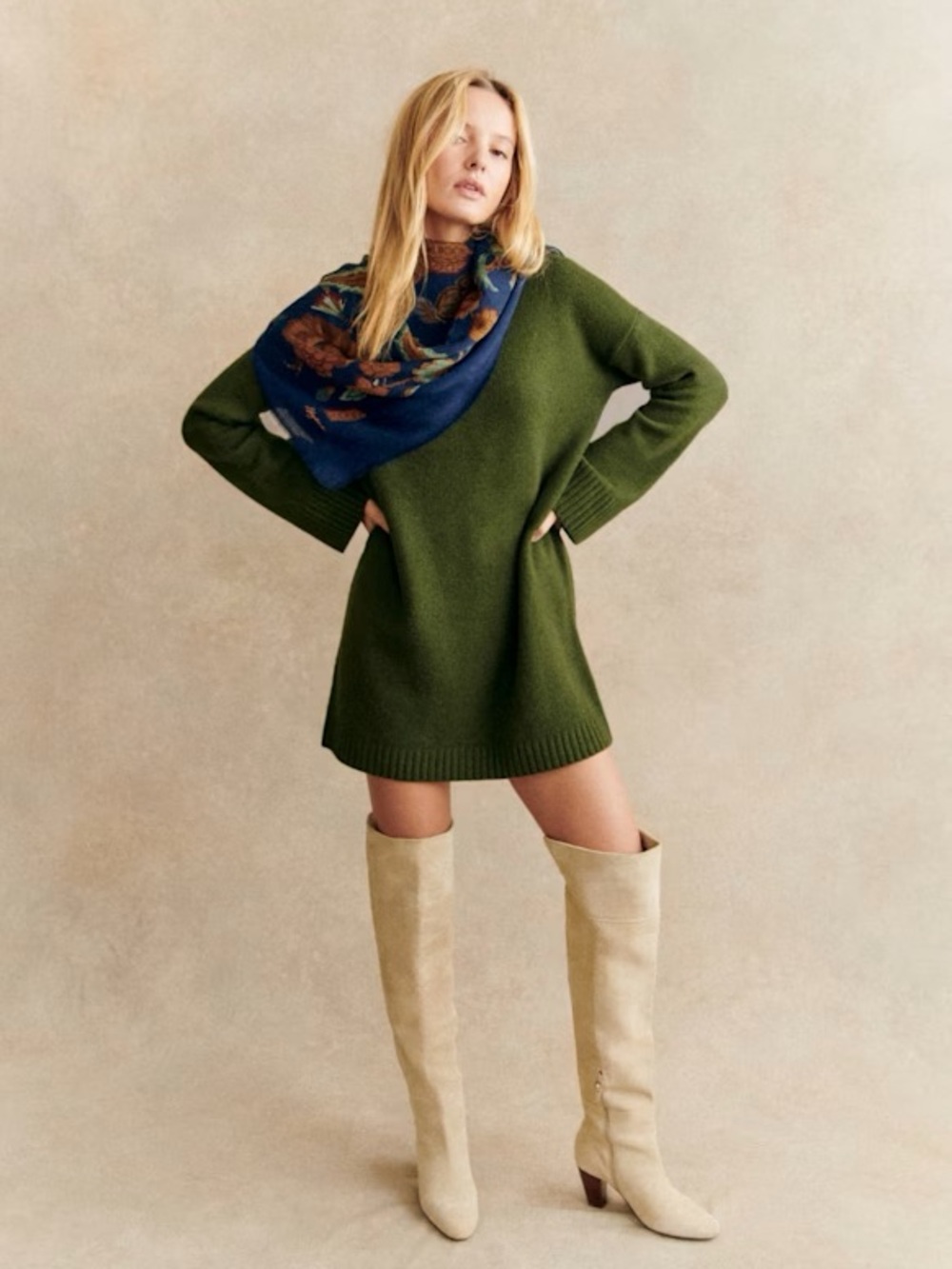 Sezane Colette Thigh High over knee Boots Sandstone beige US 9/FR 40/UK 7